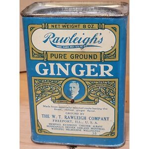 Vintage Rawleighs Pure Ground Ginger Tin Collectible Spice - appears  to be full